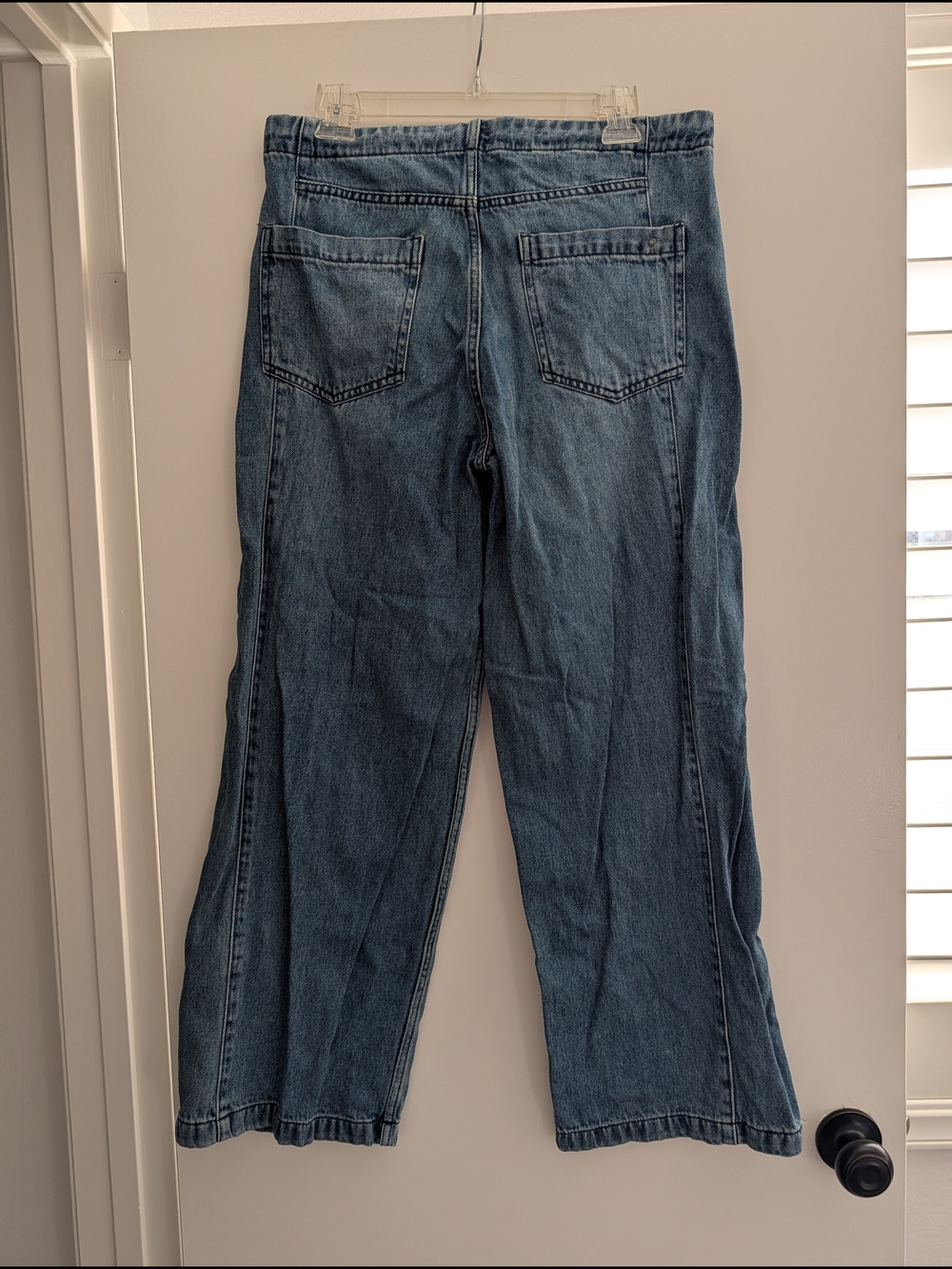 Pilcro Women's Blue Denim Straight Leg Jeans with Drawstring - Picture 15 of 15